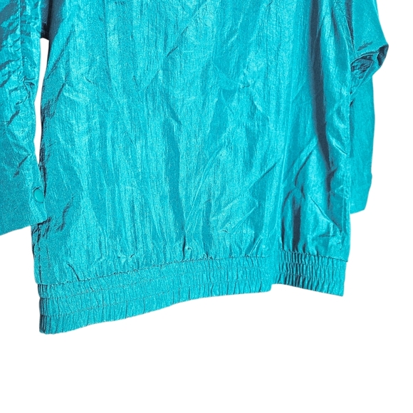 Vintage 80s/90s Kristen Blake Teal Green Crinkle Nylon Windbreaker Jacket Medium - Picture 3 of 6